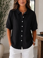  Women's Shirt Casual Shirt Solid Color Vacation Daily Casual Sleeveless Long Tops Casual Daily Holiday Blue Black White Red Green Summer Spring