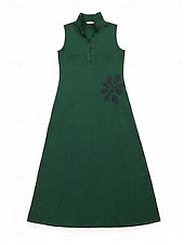 economico Abiti Boho-Per donna Abito maxi Abito Boho Elegante Vacanza Vestibilità regolare Floreale Senza Maniche Collo alla coreana Azzurro cielo Verde Albicocca Primavera