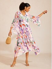 cheap Casual Dress-Spring Blooms Flowy Chiffon  Maxi Dress