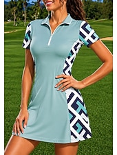 economico Abbigliamento Tennis da donna-Per donna Geometrico Abito sportivo Abito polo da tennis Manica Corta Zip a un quarto UPF50+ Elastico Traspirante Pallavolo Tennis Golf Collo ripiegato Vestito Nero Blu Viola Abbigliamento da tennis