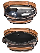 cheap Men's Bags-Men's Vintage Faux Leather Crossbody Bag, Multi-Color Large Capacity Multi-Pocket Shoulder Bag with Adjustable Strap for Travel Vacation and Daily Commute