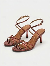 cheap 1920s &amp; Gatsby Era-Women's 1920s Great Gatsby Shoes - Champagne Strappy Heels with Metallic Geometric Cutout for Flapper Party, Cocktail Evening &amp; Prom
