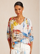 economico Bluse e camicie-top estivo in chiffon con maniche raglan Santorini