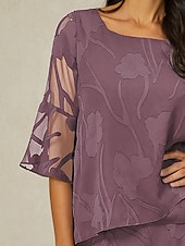  Femmes Chemise en Dentelle Chemisier Hauts Élégants Hauts en mousseline de soie Ourlet asymétrique Couleur Unie Fleuri Fleur Élégant Manche 3/4 Manche cloche Col Bateau Hauts Réguliers Quotidien