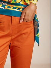 economico Pantaloni-pantaloni corti e affusolati in twill di cotone fine