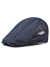 cheap Men's Hats-Men's Mesh Beret Hat - Breathable Polyester Ivy Cabbie Cap with Adjustable Buckle, Multiple Colors, Lightweight Newsboy Flat Cap for Summer Travel, Outdoor Activities &amp; Daily Casual Wear