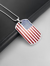 billige Tilbehør-Herrekjede med USA-flagg i rustfritt stål - patriotisk militæranheng i flere farger til amerikansk 250-årsjubileum, uavhengighetsdagen og utendørssport &amp;veteran gift