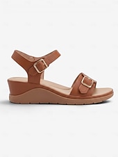 preiswerte Komfortsandalen-Braune, bequeme Keilsandalen für Damen mit Fußgewölbeunterstützung – leichte Sandalen mit verstellbarem Riemen für ganztägigen Tragekomfort und rutschfester Sohle, ideal zum Spazierengehen und Reisen.