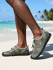 economico Uomini-Men's Green Casual Beach Shoes Lightweight Breathable Comfort Walking Footwear for Beach Vacation, Tropical Travel, Seaside Leisure and Warm Weather Wear