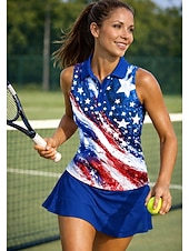 economico Camicia Donna-250° anniversario dell'America Giornata dell'indipendenza Per donna Geometrico Bandiera Nazionale Top Maglietta sportiva Polo da golf Canotta Senza Maniche Floreale Bottoni UPF50+ Resistente ai Raggi