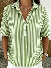  Mulheres Camisa Social Listrado Férias Moda Diário Sem Manga Aberto para a Lateral Tops regulares Casual Diário Amarelo Verde Claro Rosa Vermelho Marron Verão Primavera