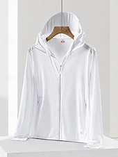 cheap Casual Jackets-Women's Casual Jacket Sun Protection Quick Dry Adjustable Casual Solid Color Casual Regular Hooded Regular Fit Long Sleeve Outerwear White Sky Blue Purple Summer Spring