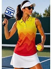 baratos tênis-Mulheres Geométrica Abstrato Tops Camisa Esportiva Camisa polo de caminhada Camisa de tênis Sem Manga Zíper Floral UPF50+ Resistente a UV Elasticidade Alta Pavio Humido Respirável Voleibal Tênis Golfe