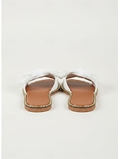 cheap Slide Sandals-Pink Slide Sandals for Women with Large Bow Detail – Comfortable Flat Summer Shoes – Perfect for Beach, Poolside, and Casual Outings