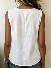  Women's Blouse Graphic Vintage Stylish Basic Sleeveless Crew Neck Regular Tops Casual Daily White Yellow Pink Brown Green Summer Spring