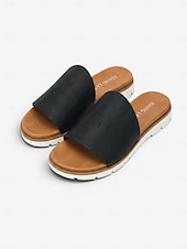 abordables Sandales Confort-Sandales noires confortables pour femmes avec soutien de la voûte plantaire - sandales légères et confortables toute la journée, à bout ouvert et semelle antidérapante, idéales pour la marche et les
