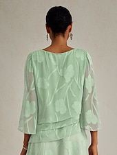  Per donna Camicia di Pizzo Blusa Top Eleganti Top in chiffon Orlo asimmetrico Tinta unica Floreale Elegante Casual Mezza Manica Manica a Volant Scollo a Barca Top Regolari Quotidiano Lavoro Ospite di