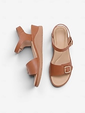 preiswerte Komfortsandalen-Braune, bequeme Keilsandalen für Damen mit Fußgewölbeunterstützung – leichte Sandalen mit verstellbarem Riemen für ganztägigen Tragekomfort und rutschfester Sohle, ideal zum Spazierengehen und Reisen.