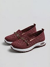 abordables Baskets femme-Baskets beiges respirantes pour femmes - chaussures de marche confortables à enfiler avec bride décorative en similicuir, baskets décontractées antidérapantes pour un usage quotidien, les voyages et