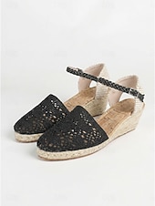 economico Sandali espadrilles-Sandali espadrillas con zeppa da donna, comodi sandali estivi con cinturino alla caviglia, perfetti per invitate a matrimoni, vacanze al mare e outfit eleganti.