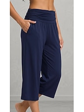 cheap Wide Leg &amp; High Waisted-Women's Wide Leg Vacation Sport Lounge Pants Calf-Length High Waist Comfortable Micro-elastic Vacation Formal Blue Light Gray rice white Black Summer Spring