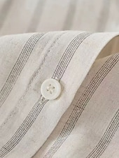 cheap Plain Blouses-Women's Shirt Button Up Buttons Striped Fashion Casual Short Sleeve Turndown Regular Tops Casual Apricot Summer Spring