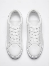 cheap Men-Men's White Music Festival Sneakers - Lightweight Comfort Lace-Up Casual Shoes - Minimalist Low-Top Footwear for Concerts, Outdoor Events, Travel and Everyday Leisure