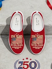 voordelige Vrouwenschoenen-Dames instapschoenen ter ere van het Amerikaanse jubileum - ademend &amp;Lichtgewicht casual sneakers van mesh met "1776-2026" &amp;Print met de Amerikaanse vlag, ideaal voor Onafhankelijkheidsdagparades en