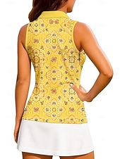 economico Tennis-Per donna Geometrico Top Maglietta sportiva Polo da golf Maglia da tennis Senza Maniche Cerniera Floreale UPF50+ Resistente ai Raggi UV Alta elasticità Traspirante Tennis Golf Pickleball Colletto