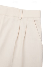 economico Giacche e Completi uomo-Pantaloni eleganti da uomo in lino, plissettati, vestibilità comoda – pantaloni estivi leggeri e casual, gamba larga e dritta, disponibili in marrone, blu navy e beige.