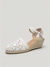 economico Sandali espadrilles-Sandali espadrillas con zeppa da donna, comodi sandali estivi con cinturino alla caviglia, perfetti per invitate a matrimoni, vacanze al mare e outfit eleganti.