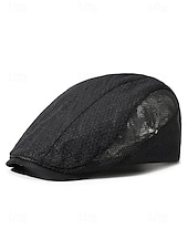 cheap Men's Hats-Men's Mesh Beret Hat - Breathable Polyester Ivy Cabbie Cap with Adjustable Buckle, Multiple Colors, Lightweight Newsboy Flat Cap for Summer Travel, Outdoor Activities &amp; Daily Casual Wear