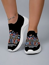  hvite slip-on-sneakers med patriotisk bukett til dame – lette, blomsterprintede tursko til uavhengighetsdagen, parade og sommerfestivaler &uformelt streetwear