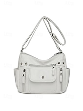 baratos Malas a tira-colo-Bolsa transversal feminina em couro sintético, com vários bolsos, bolsa de ombro espaçosa com alça ajustável, bolsa mensageiro vintage macia para viagens, férias e uso casual diário.