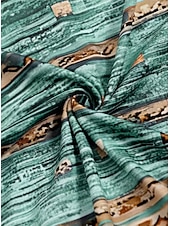 preiswerte Grafiktank-Damen Hemd Bluse Knöpfe Druck Grafik Geometrisch Bohemien Vintage Ethnisch Ärmellos U-Ausschnitt Lange Oberteile Lässig Täglich Grün Sommer Frühling
