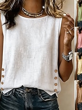  Women's Blouse Graphic Vintage Stylish Basic Sleeveless Crew Neck Regular Tops Casual Daily White Yellow Pink Brown Green Summer Spring