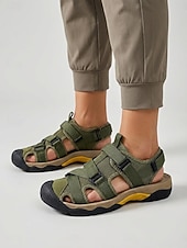 abordables Sport Sandals-Women's Army Green Closed Toe Outdoor Sport Sandals - Adjustable Straps Non-Slip Breathable Footwear for Hiking, Walking &amp; Water Activities