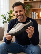 cheap Men-Men's Black &amp; White Mule Sneakers - Slip-On Backless Comfort Walking Shoes - Casual Island &amp; Cruise Footwear for Travel, Deck Strolls and Summer Leisure