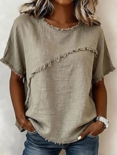 cheap Plain tee-Women's Elegant T Shirt Tee Graphic Plain Elegant Short Sleeve Crew Neck Regular Tops Casual Beach White Light Green Khaki Purple Summer