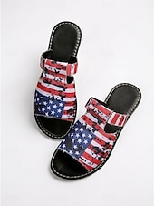  Women's Patriotic USA 250th Anniversary Sandals - American Flag Stars & Stripes Slide Slippers for 4th of July, Beach Vacation & BBQ Party