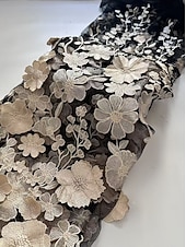preiswerte Bodenlänge-A-Linie Bodenlang Spitzenkleid Brautmutterkleid Langarm Rundhalsausschnitt Illusionsausschnitt Elegant Vintage Formell Hochzeitsgast Hochzeitsfeier Chiffon Spitze mit Blumenmuster 3D-Blumen Stickerei