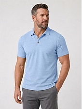 abordables Polo Classique pour Hommes-Polo en lin pour homme - manches courtes - noir, vert, bleu clair