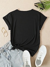 preiswerte Kunst &amp; Design T-Shirt-Damen T Shirt Baumwollhemd Druck Grafik Weinglas Lässig Kurzarm Rundhalsausschnitt Rundhals Lange Oberteile Lässig Täglich Schwarz Weiß Sommer Frühling