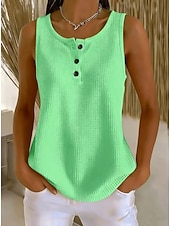 Per donna Camicia a nido d'ape Tinta unica Attivo Vintage Quotidiano Senza Maniche Top corti Casuale Quotidiano Ferie Bianco Viola Verde Estate Primavera