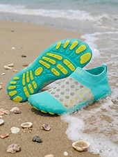 voordelige Vrouwen-Damesblauwe mesh waterschoenen met stippen – ademende, elastische gebreide, sneldrogende instapsneakers met een flexibele antislipzool voor strand, zwemmen, surfen en yoga. &amp; reis