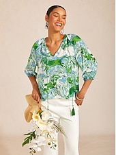 economico Bluse e camicie-Top in chiffon Mustang con grafica artistica