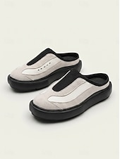 cheap Men-Men's Black &amp; White Mule Sneakers - Slip-On Backless Comfort Walking Shoes - Casual Island &amp; Cruise Footwear for Travel, Deck Strolls and Summer Leisure
