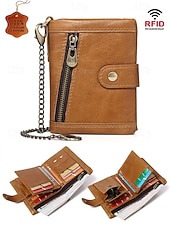 economico Portafogli-Portafoglio da uomo in vera pelle – organizer per carte, contanti e monete, design classico e resistente, ideale per lavoro e tempo libero, per l'uso quotidiano e i viaggi, disponibile in diversi