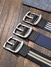 voordelige Herenriemen-Stevige, verstelbare herenriem van polyester met gesp, duurzame riem in meerdere kleuren, ideaal voor strandvakantie of dagelijks gebruik. &amp;outdoor sportkleding