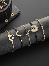billiga Damarmband-Damset med 6 stapelbara armband i bohemiskt stil, armband i legering med flera designer och hängen för strandsemester &amp;dagligt vardagskläder